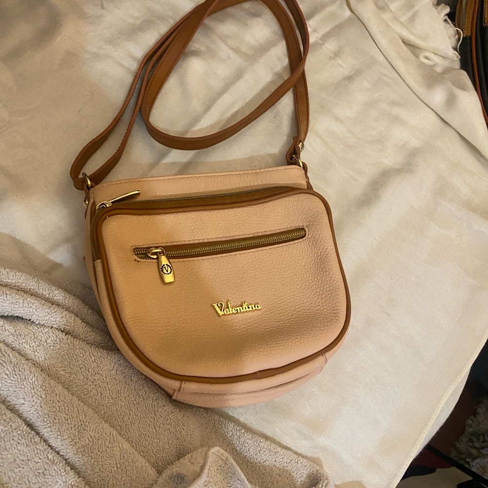 Valentina Cream Crossbody Bag with Gold Accents